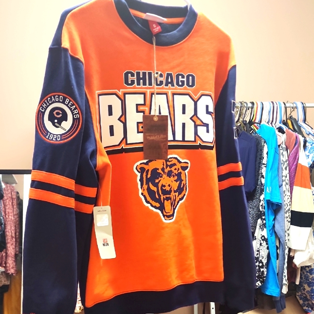 Chicago Bears Orange and Navy Sweatshirt Mitchell & Ness Size Small Throwback